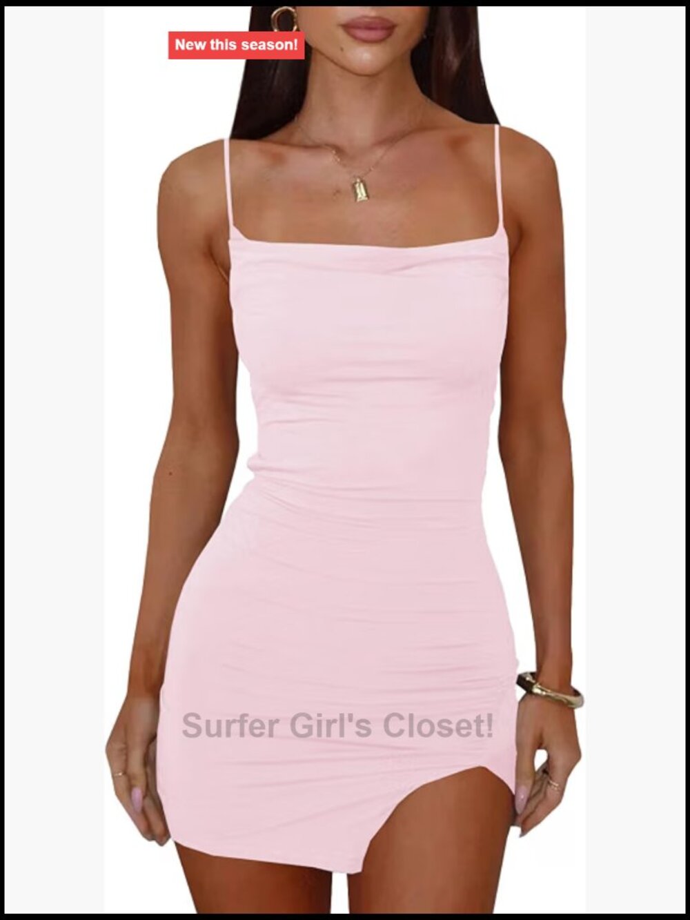 Sleeveless Bodycon Square Neck Spaghetti Strap Mini Dress